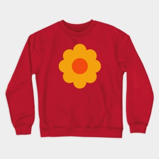 Groovy Yellow 60s Retro Vintage Daisy Flower Pattern on earth brown Crewneck Sweatshirt